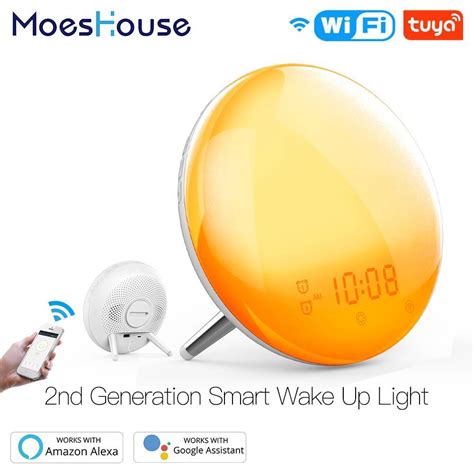 WiFi Smart Wake Up Light Workday Alarm Clock with 7 Colors ...
