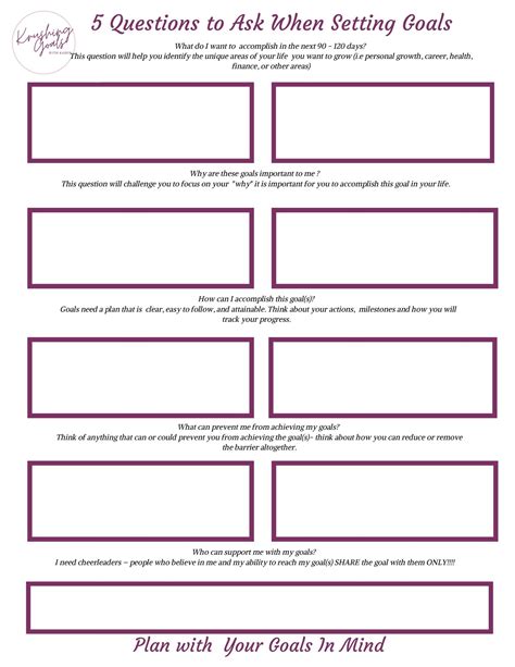 Goal Setting Questionnaire Printable