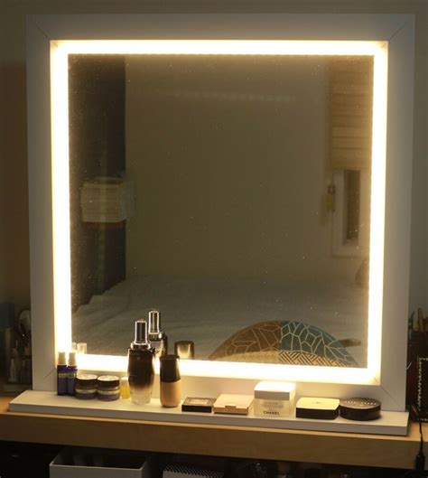 There are ones with light bulbs lining the front exterior of the mirror, and then there are ones whose lights are basically light strips pasted on its back. LED Lighting Mirror For Make up or Starlet Lighted Vanity ...