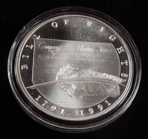 1991 Chrysler Bill Of Rights 200th Anniversary Box 1 Oz 999 Silver