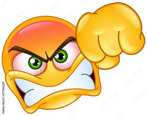 Angry Emoji Emoticon Showing A Punch Fist Gesture Stock Vector Adobe