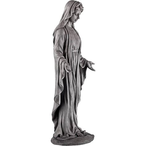 A Classic Gray Stone Finish Makes This Virgin Mary Outdoor Statue A