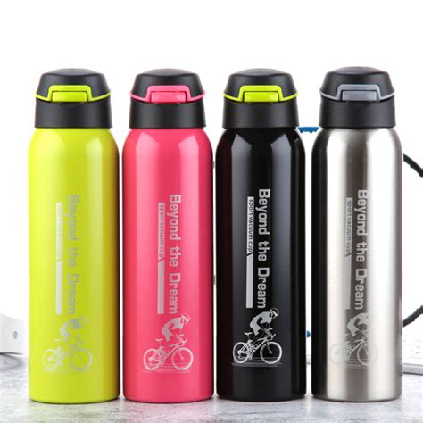 stainless steel vacuum insulated sports drinking water bottle with pop up straw cap china