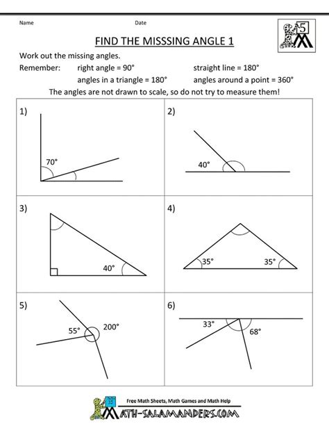 Take a walk around your neighborhood and point out the shapes of houses. printable-geometry-worksheets-find-the-missing-angle-1.gif ...