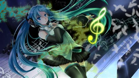 Hatsune Miku Blue Hair Girl Headphones Music Anime