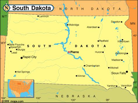 South Dakota Map And South Dakota Satellite Images