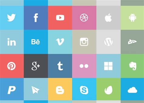 Free 24 Flat Social Media Icons Vector Titanui