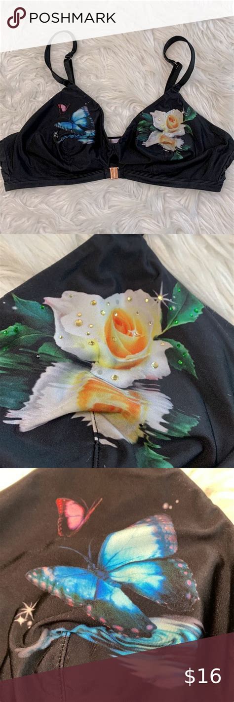 🟢3 For 20 Savage X Fenty Bikini Top Butterflies Studded Sparkling Rose