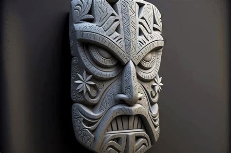 Premium Photo Traditional African Tiki Mask Made Of Stone In Museum