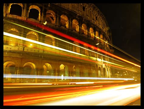 Wallpaper Night Evening Canon Rome Colosseum Light Long