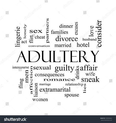 Adultery Word Cloud Concept Black White Stock Illustration 182606462