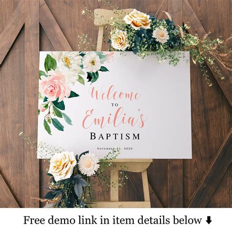 Horizontal Welcome Sign Template Baptism Signs For Girls Baptism