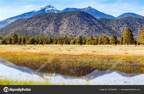 Flagstaff Arizona Mountains Reflected In Water Stock Photo By