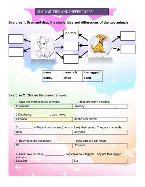 Similarities And Differences Worksheet Live Worksheets