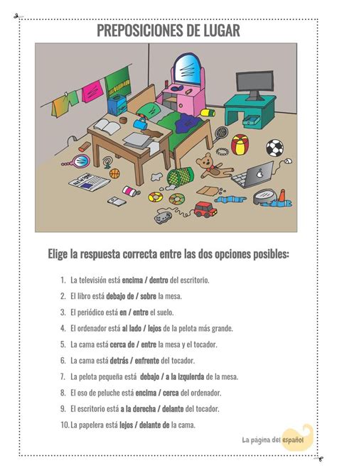 Preposiciones de lugar La página del español Teaching spanish