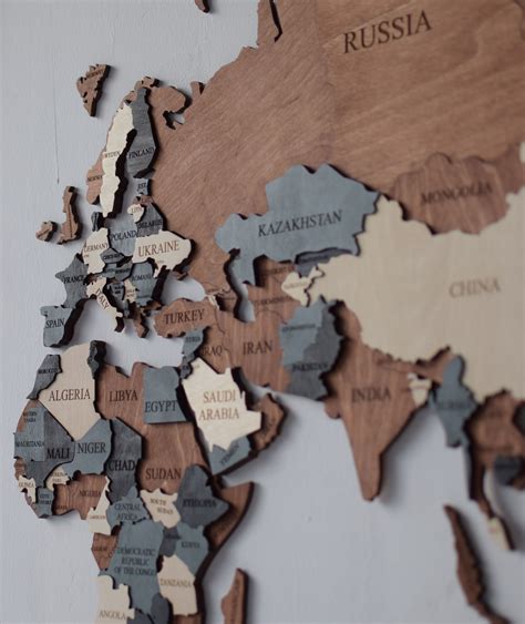 Wooden World Wall Map