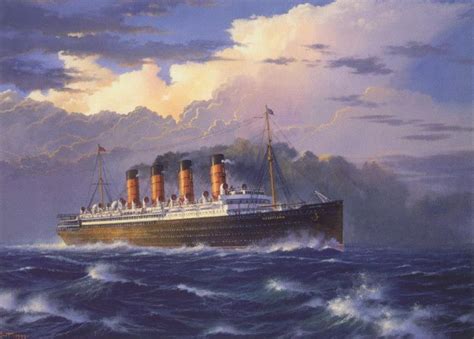 Cunard Ocean Liner Rms Mauretania From A Marine Art Painting By Artist