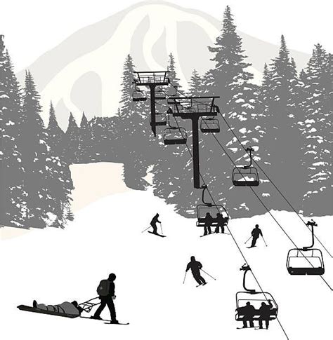 Chairlift Vector Silhouette Illustrations Clip Art Istock Silhouette Illustration Free