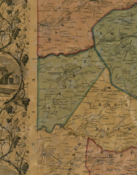 Jefferson Township Pennsylvania 1856 Old Town Map Custom Print