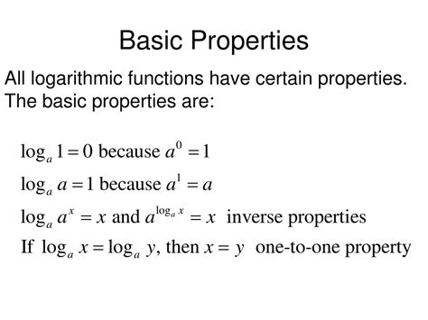 Ppt Properties Of Logarithms Powerpoint Presentation Free Download