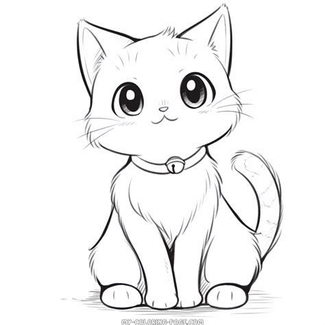 Anime Cat Coloring Page My Coloring Page
