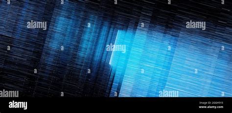Blue Glowing Multidimensional Quantum Computing Grid Computer