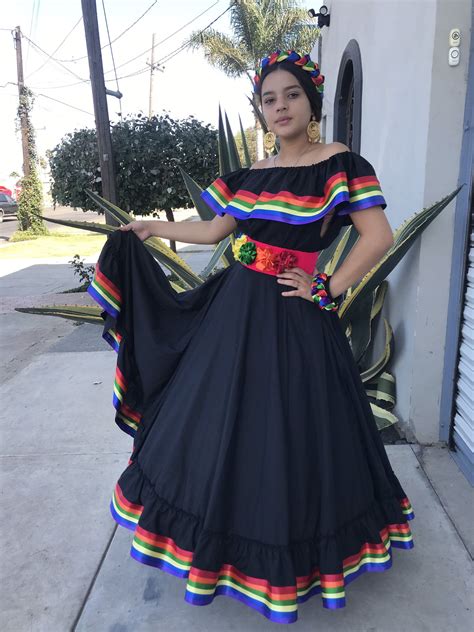 Mexican Black Skirt With Top Handmade Beautiful Frida Kahlo Etsy Mexican Outfit Mexican