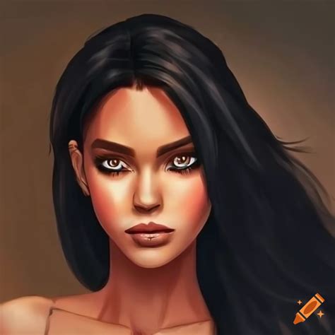 Portrait Of A Beautiful Woman With Brown Eyes And Black Hair On Craiyon