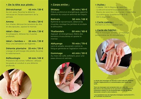 Carte Des Soins Zendaine Massages