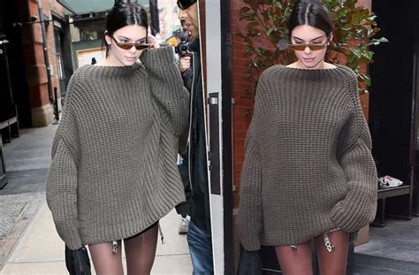 Kendall Jenner Wears Maxi Sweater Without Pants