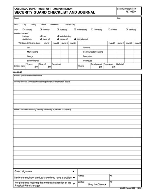 Security Guard Checklist Pdf Fill Online Printable Fillable Blank Pdffiller