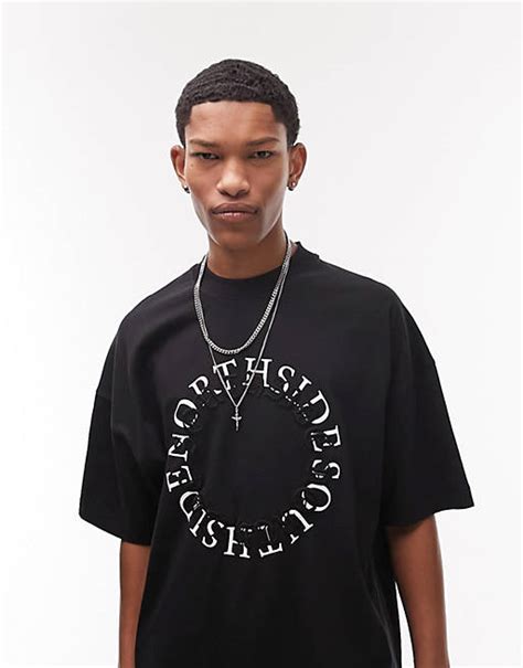 Topman Extreme Oversized T Shirt With North And Southside Print And
