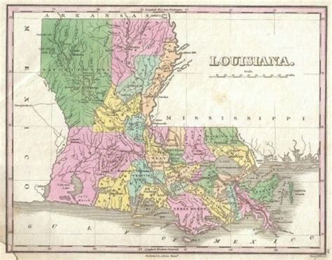 Louisiana Vintage 1827 State Road Map Glossy Poster Picture Etsy