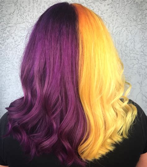 Split Hair Purple And Yellow Hair By Hayley Yodanis Ig