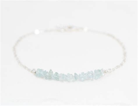 Raw Aquamarine Bracelet March Birthday Gift Natural Gemstone Etsy