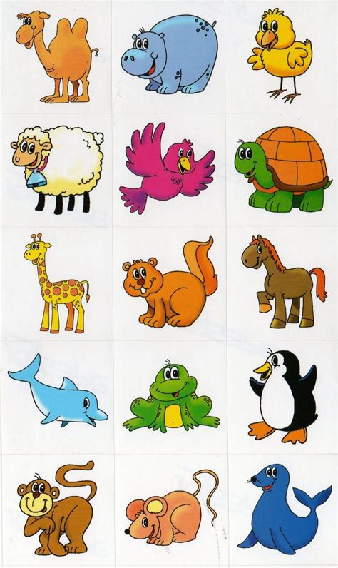 Cartela Com Vários Animais Coloridos Projeto Animais Educação