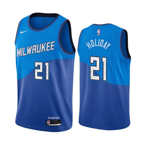 2020-21 Milwaukee Bucks Sam Merrill Blue City Jersey #1