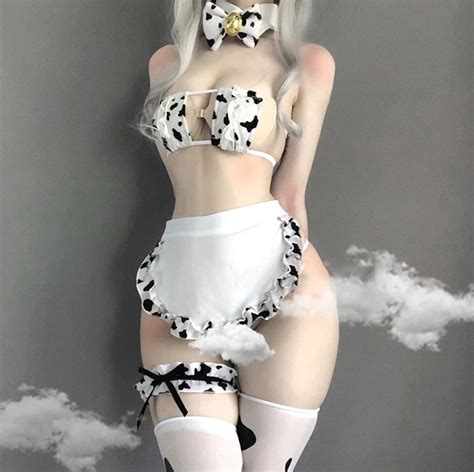 Full Set Sexy Cos Cow Cosplay Costume Maid Bra Anime Girls Etsy Australia