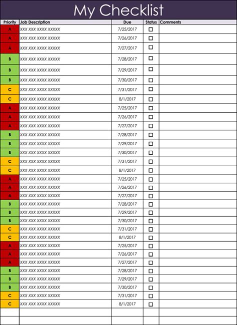 Checklist Templates Free Printable Checklists For Word Excel