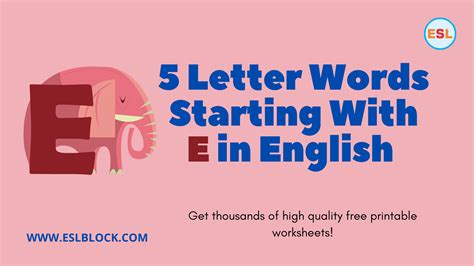 5 Letter Words Starting With E English As A Second Language