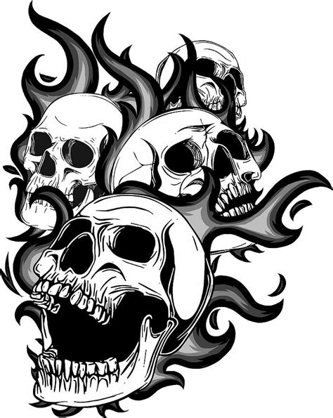 Skull On Fire With Flames Vector Illustration Digital Art By Dean