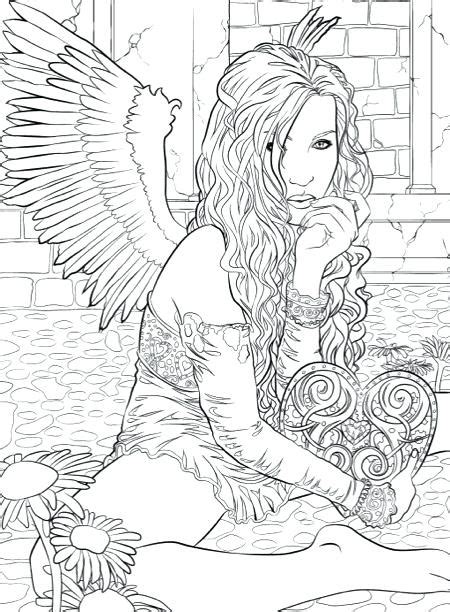 Gothic Coloring Pages Angel And Heart