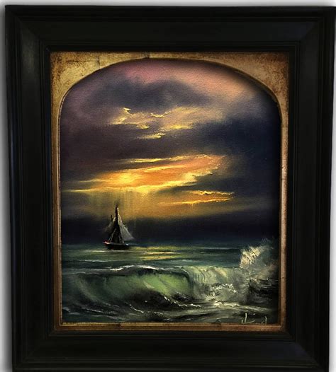 Sailboat Painting Seascape Sunset Oil Painting Ocean Canvas Etsy