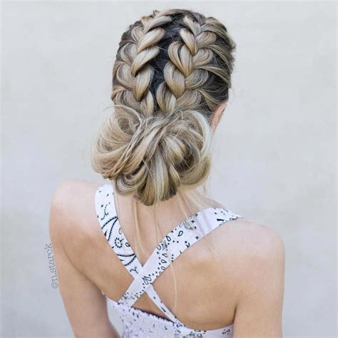 Double French Messy Bun Double Dtuch Braids Hairstyle Hair Braids