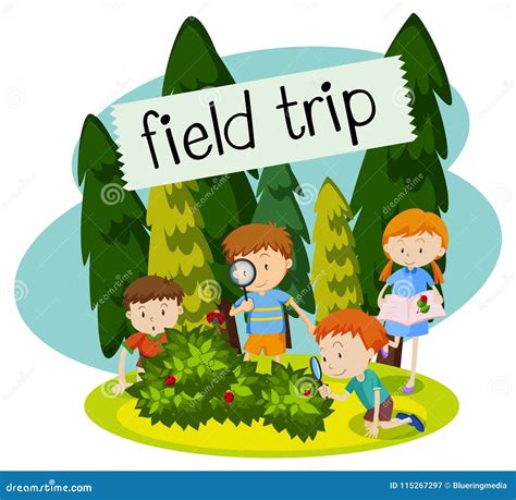 School Field Trip In The Nature Stock Vector Illustration Of Student
