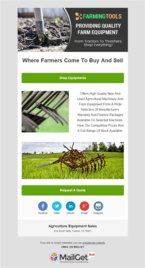 Alibaba.com features a host of efficient and multipurpose agriculture machinery equipment for enhanced performance and durability. 10+ Best Agriculture Email Templates Services For Farming | MailGet