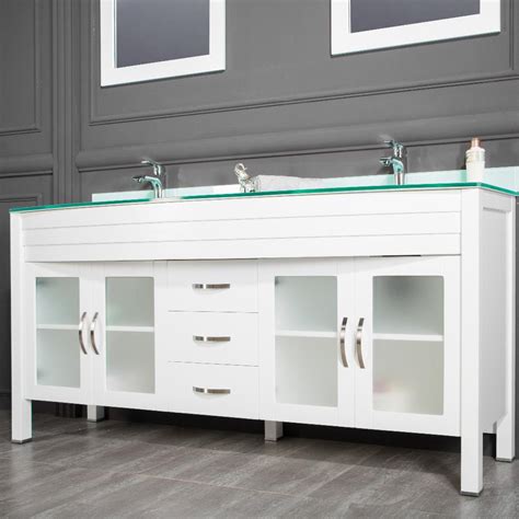 Add contemporary cool to your master bath with this newtown 72 double bathroom vanity set. Awis 72" White Double Sink Bathroom Cabinet | Ottohomegoods