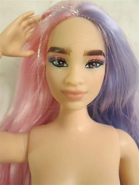 Nude Barbie Extra Doll Very Long Pink Purple Silver Hair Asian Curvy Picclick
