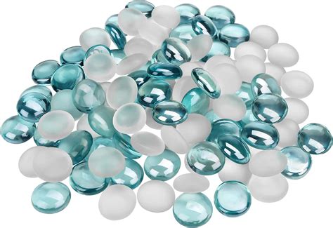 Belle Vous Round Glass Pebbles 500grams 18 20mm Clear Teal And