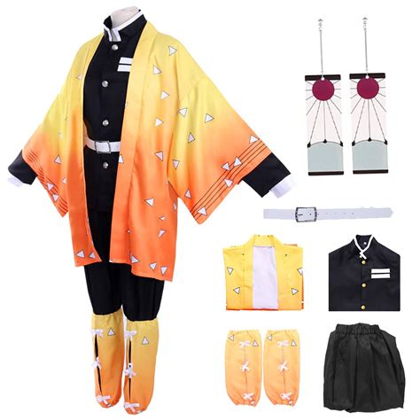 Buy Alaiyaky Agatsuma Zenitsu Cosplay Kimono Outfits 8pcs Demon Slayer